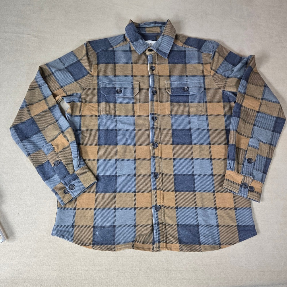 Old Ranch Flannel Shirt Mens Size L Blue Brown‎ Plaid Long Sleeve Button Up
